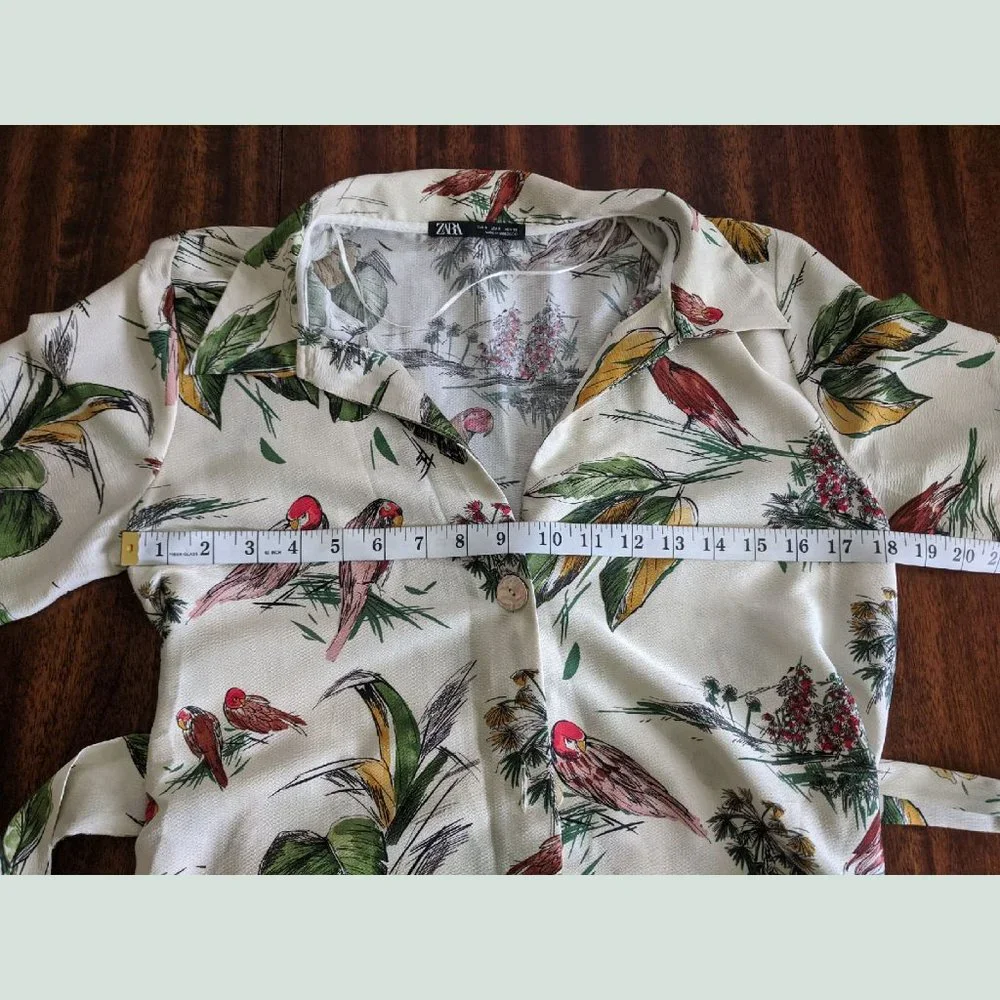 ZARA Tropical Print Duster Shirt Dress Size S - Picture 5 of 15